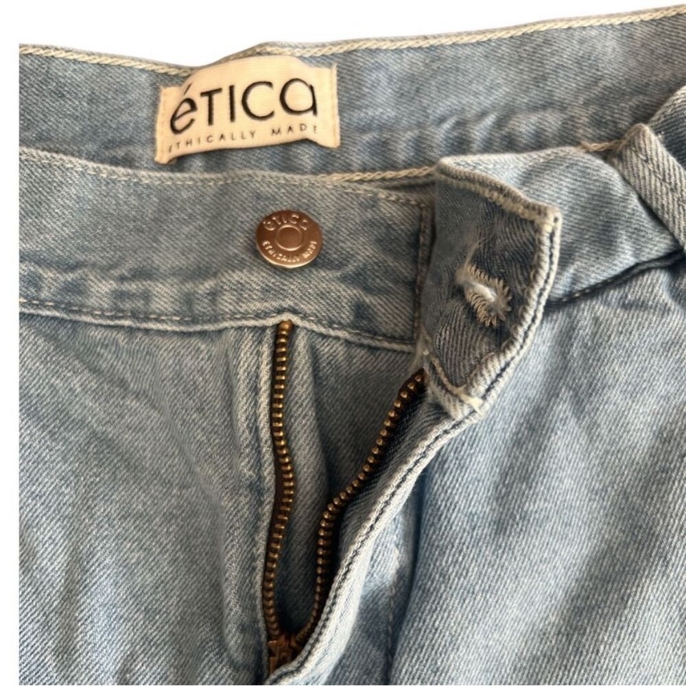 NWT Etica Anthropologie Ethereal Blue Max Pleated Denim Shorts Size 25 Reg. $128 - Picture 9 of 12